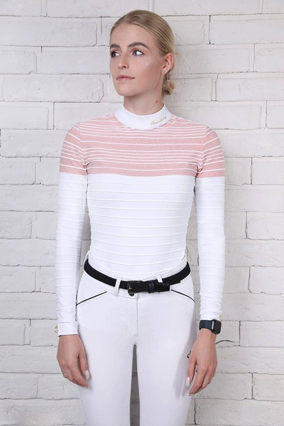 Koszula konkursowa Fleur de Lys Equestrian Scilla - biel / pudrowy róż