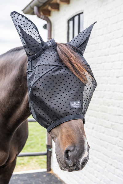  Kentucky Fly Mask Heart - maska na owady - czarna