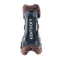 Kentucky Bamboo Vegan Sheepskin Tendon Boots Elastic na przednie nogi - czarne z brązowym futerkiem