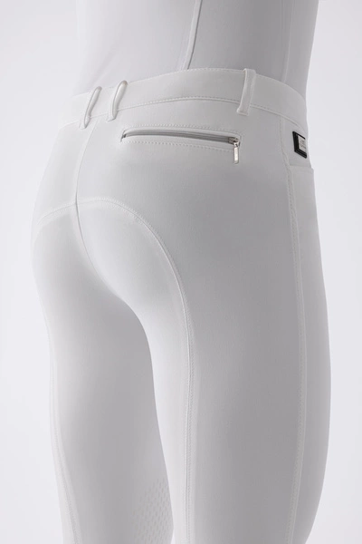 Męskie bryczesy Equiline Willow lej kolanowy X-Grip - białe