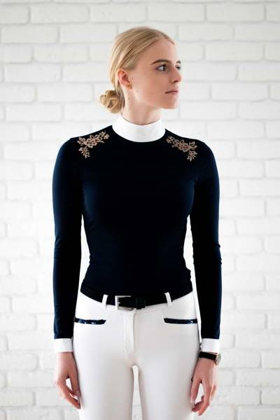 Koszula konkursowa Fleur de Lys Equestrian Ruby - granatowa