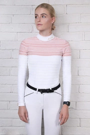 Koszula konkursowa Fleur de Lys Equestrian Scilla - biel / pudrowy róż