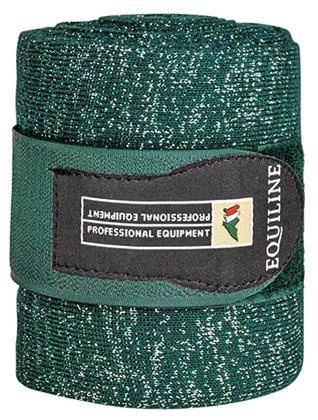 Komplet brokatowych bandaży Equiline Glitter - zielone