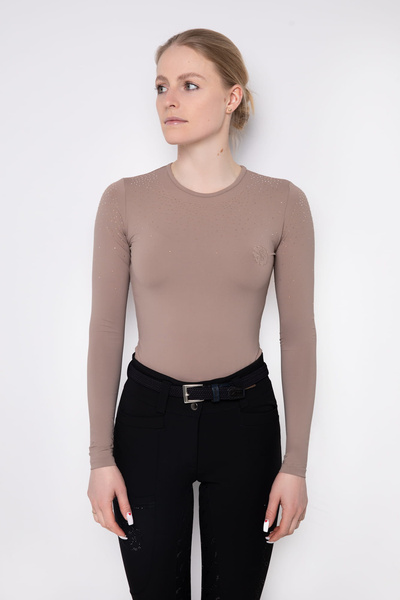 Koszulka treningowa Fleur de Lys Equestrian Rose - coffee