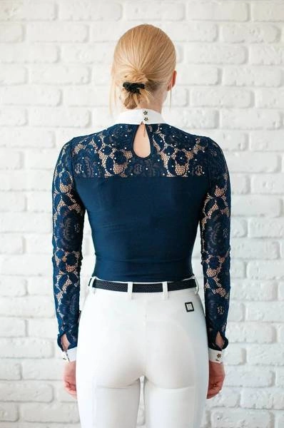 Koszula konkursowa Fleur de Lys Equestrian Cristall - granatowa