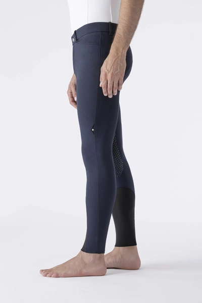 Męskie bryczesy Equiline Willow lej kolanowy X-Grip - granatowe