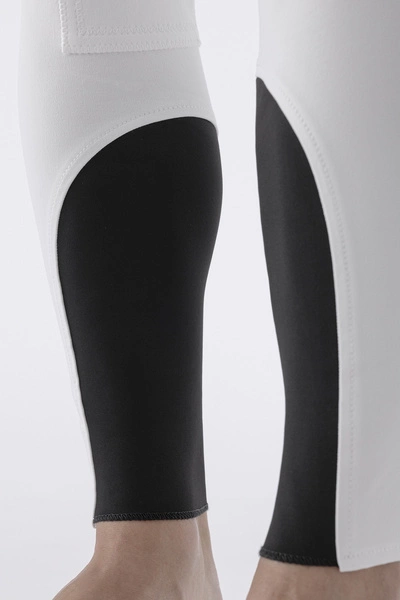 Męskie bryczesy Equiline Grafton z materiałowym lejem kolanowym - białe