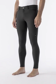 Męskie bryczesy Equiline Grafton z materiałowym lejem kolanowym - czarne