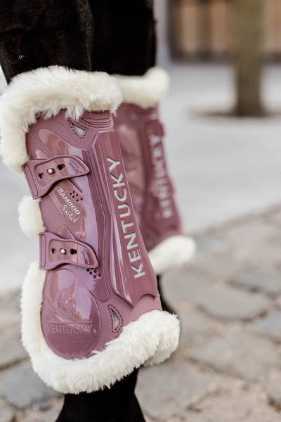  Kentucky Bamboo Vegan Sheepskin Tendon Boots Elastic na przednie nogi - różowe