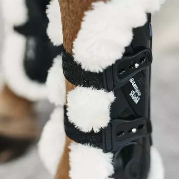  Kentucky Bamboo Vegan Sheepskin Tendon Boots Elastic na przednie nogi - czarne