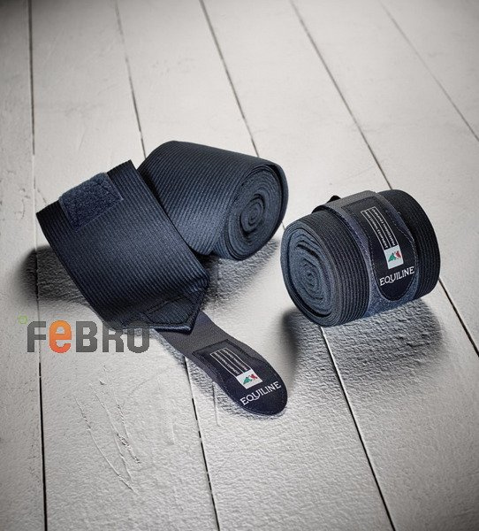 Bandaże treningowe elastyczno-polarowe Equiline - granatowe