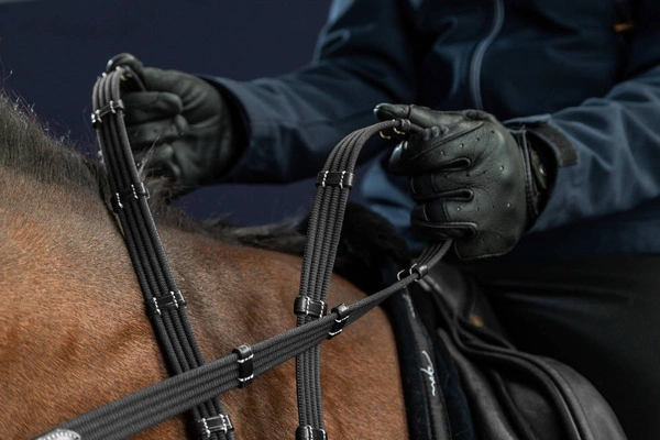 Parciane wodze z 9 stoperami 5/8" Dy'on D Collection - czarne