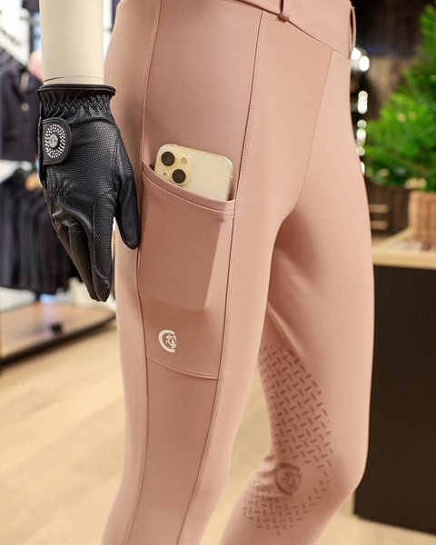 Damskie legginsy Kentucky Classic z kolanowym lejem - pudrowy róż