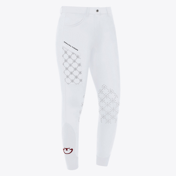 Bryczesy Cavalleria Toscana Mini Orbit Flock - białe