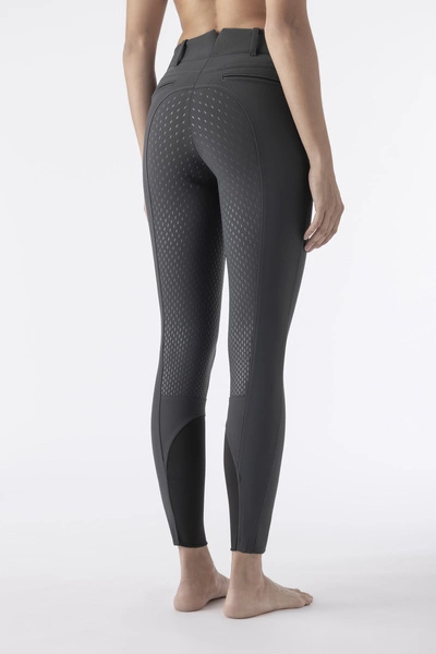 Damskie bryczesy Equiline Adellek z wysokim stanem i pełnym lejem X-Grip - szare