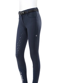 Damskie bryczesy Eqode by Equiline Davina z pełnym lejem Q-Grip - granatowe