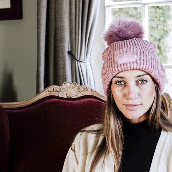 Czapka zimowa Kentucky Pompom - pudrowy róż