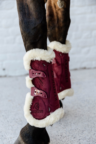 Kentucky Ochraniacze Bamboo Vegan Sheepskin Tendon Boots Elastic Velvet na przednie nogi - bordo