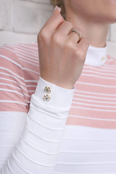 Koszula konkursowa Fleur de Lys Equestrian Scilla - biel / pudrowy róż