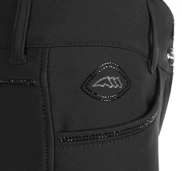 Ocieplane thermobryczesy Equiline Adellek G z wysokim stanem i pełnym lejem X-Grip - czarne