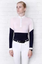 Koszula konkursowa Fleur de Lys Equestrian Peony - granat / róż