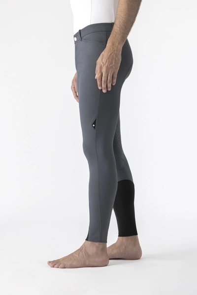Męskie bryczesy Equiline Willow lej kolanowy X-Grip - szare