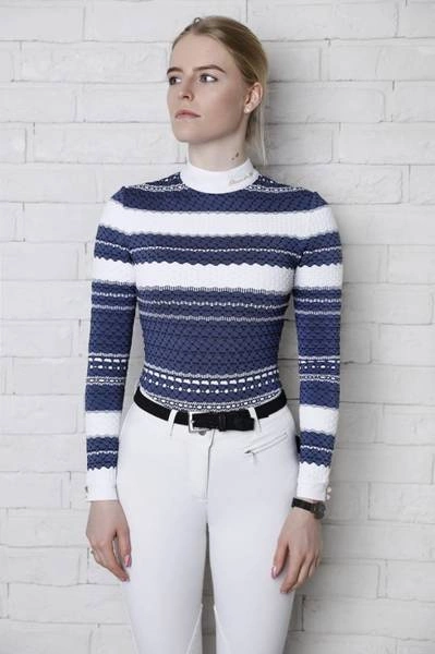 Koszula konkursowa Fleur de Lys Equestrian Chamomile - granatowa