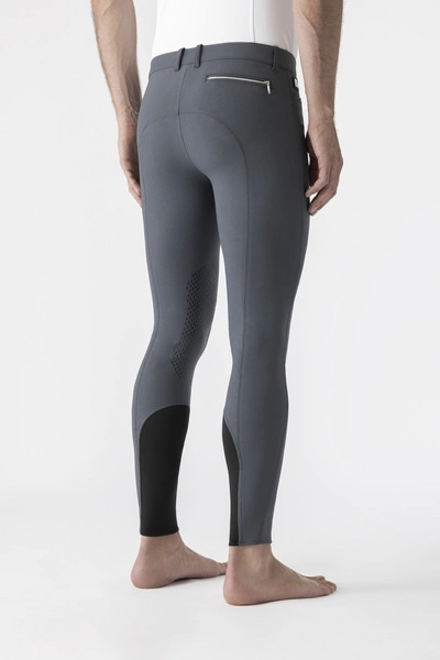Męskie bryczesy Equiline Willow lej kolanowy X-Grip - szare