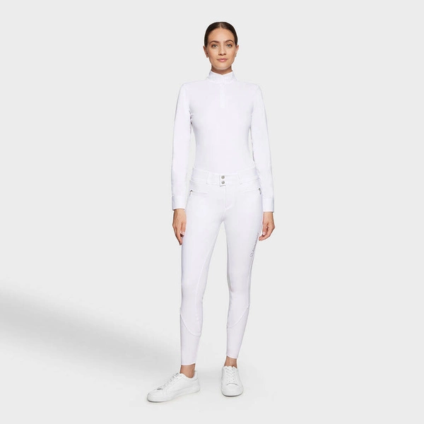 Damskie bryczesy Samshield Clara z pełnym lejem i wysokim stanem - białe