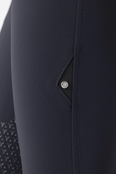 Damskie bryczesy Equiline Atirk z kolanowym lejem X-Grip - granatowe