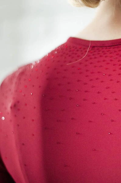 Koszulka treningowa Fleur de Lys Equestrian Rose - bordowa