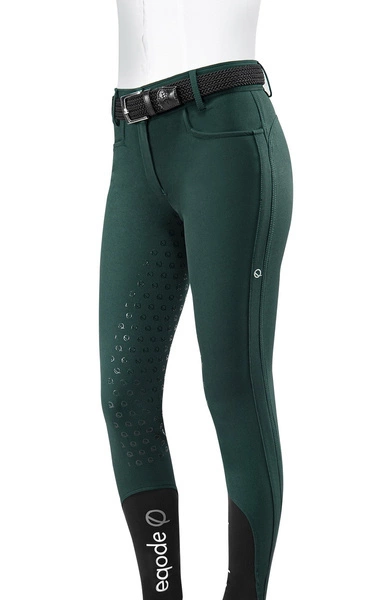 Bryczesy z wysokim stanem Eqode by Equiline Darcey z pełnym lejem Q-Grip - ciemna zieleń