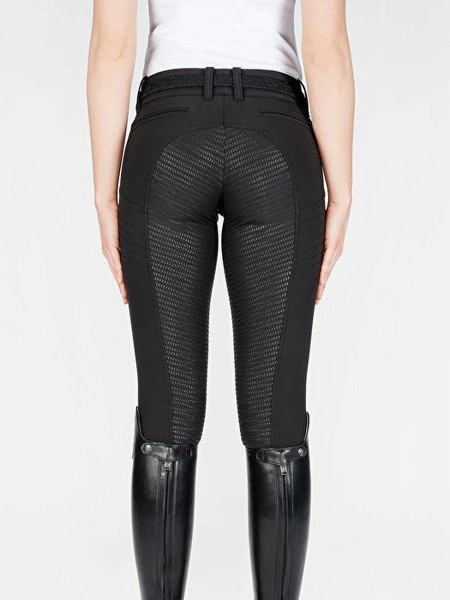 Bryczesy Equiline modelujące sylwetkę X-Shape z pełnym lejem X-Grip - czarne