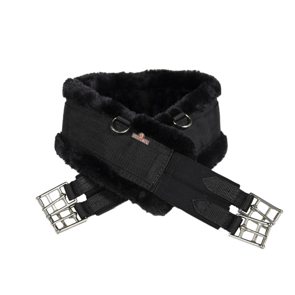Kentucky popręg z futrem - czarny z czarnym futrem