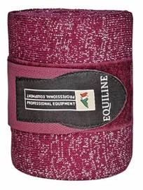 Komplet brokatowych bandaży Equiline Glitter - bordowe