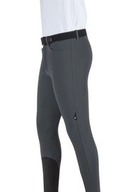 Męskie bryczesy Equiline Grantk z silikonowym lejem kolanowym X-Grip - szare