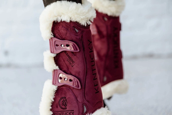 Kentucky Ochraniacze Bamboo Vegan Sheepskin Tendon Boots Elastic Velvet na przednie nogi - bordo