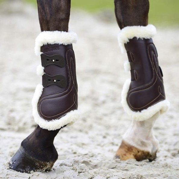 Kentucky skórzane ochraniacze Elastic z futrem