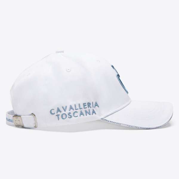Czapka z daszkiem Cavalleria Toscana CPU006 - biała z błękitnym logo