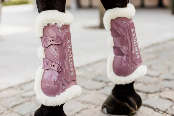  Kentucky Bamboo Vegan Sheepskin Tendon Boots Elastic na przednie nogi - różowe