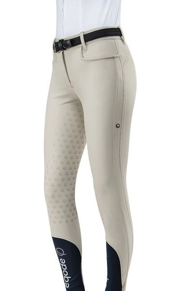 Damskie bryczesy Eqode by Equiline Davina z pełnym lejem Q-Grip - beżowe