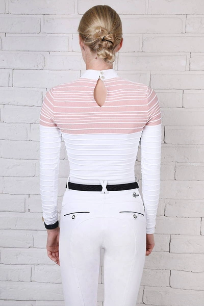 Koszula konkursowa Fleur de Lys Equestrian Scilla - biel / pudrowy róż