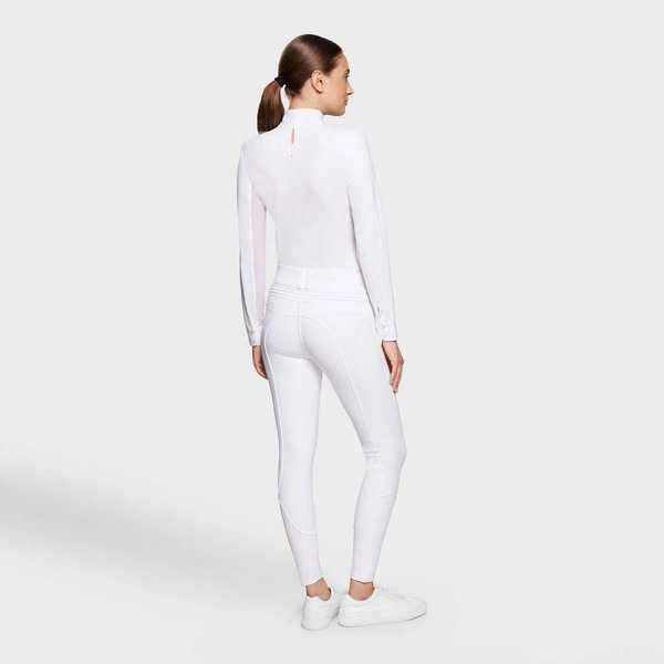 Damskie bryczesy Samshield Clara z pełnym lejem i wysokim stanem - białe