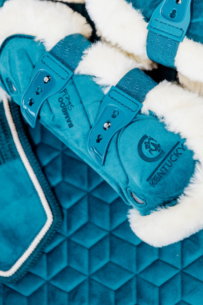 Kentucky Ochraniacze Bamboo Vegan Sheepskin Tendon Boots Elastic Velvet na przednie nogi - szmaragdowe