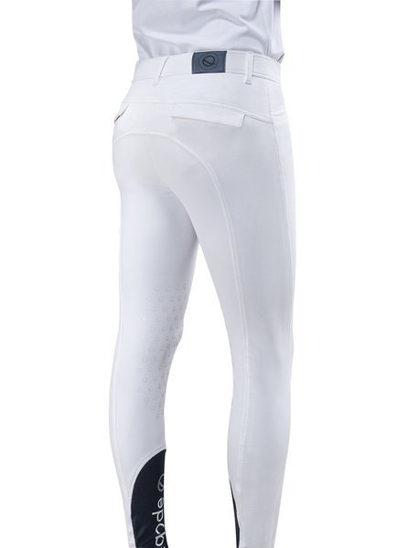 Bryczesy Eqode by Equiline Davis z kolanowym lejem Q-Grip - białe