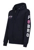 Bluza #FebroTeam z różowym haftem na rękawie - granatowa