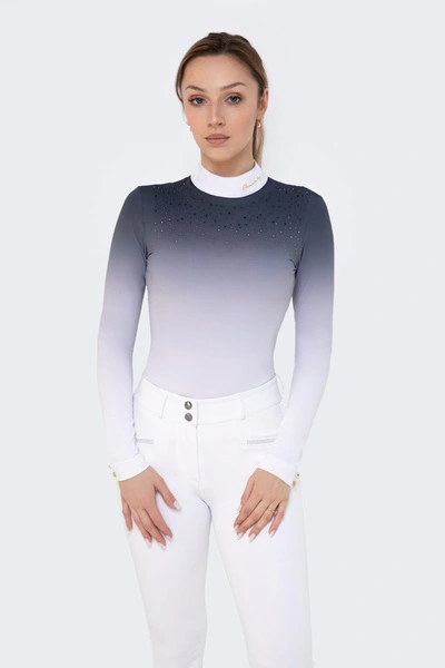 Koszula konkursowa Fleur de Lys Equestrian Bellflower - szaro-biała ombre