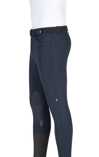 Męskie bryczesy Equiline Grantk lej kolanowy X-Grip - granatowe