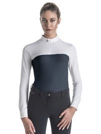 Koszula konkursowa z długim rękawem Ego7 Lace Mesh ML - granatowo-biała