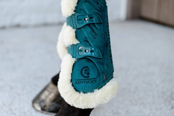 Kentucky Ochraniacze Bamboo Vegan Sheepskin Tendon Boots Elastic Velvet na przednie nogi - szmaragdowe